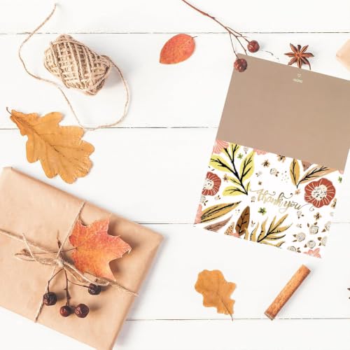 Floral Thank You Card Set - 12 Seasonal Cards with Envelopes & Stickers