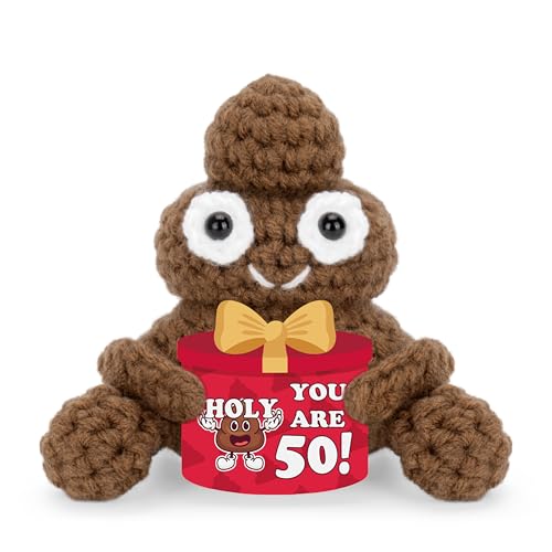50th Birthday Positive Poo Doll - Funny Crochet Gift for Men & Women