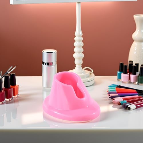 Pink Soft Rubber Nail Polish Bottle Holder Stand Anti-Spill Organizer