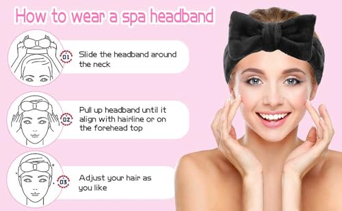 Wrahonbi Microfiber Spa Headband and Absorbent Wristbands Set