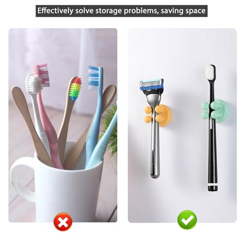 Black Multi-Function Razor Holder for Shower Wall - 6Pcs Silicone Hooks