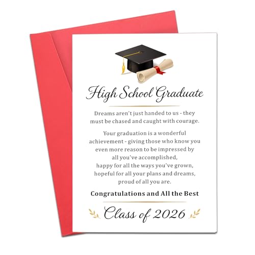 Class of 2026 Graduation Greeting Card with Envelope for High School College Grads