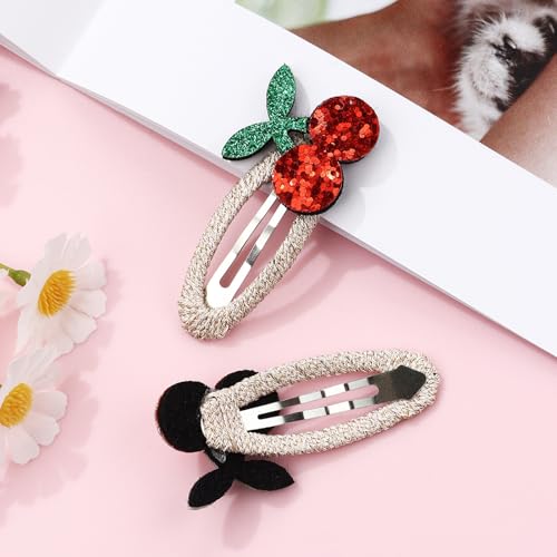 ZOONAI Glitter Cherry Hair Clips for Baby Girls Cute Cartoon Headwear 2Pcs