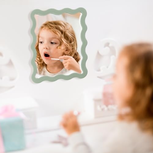 Sage Green Magnetic Locker Mirror 5x7 - Real Glass, Scalloped Edge