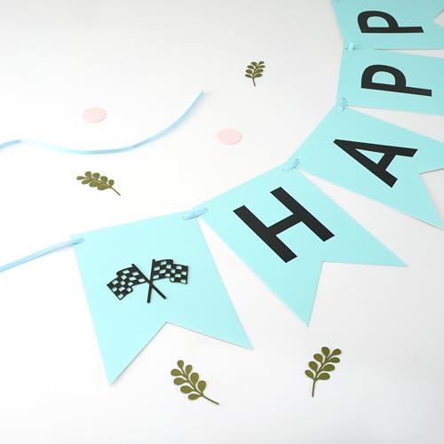 Race Car Birthday Banner - Pre-Strung Checkered Flag Decor