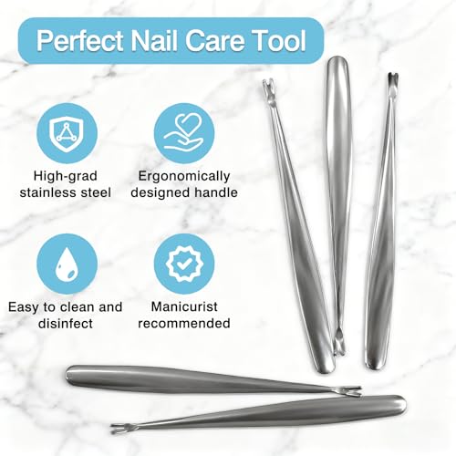 5-Piece Stainless Steel Cuticle Pusher & Manicure Tool Set