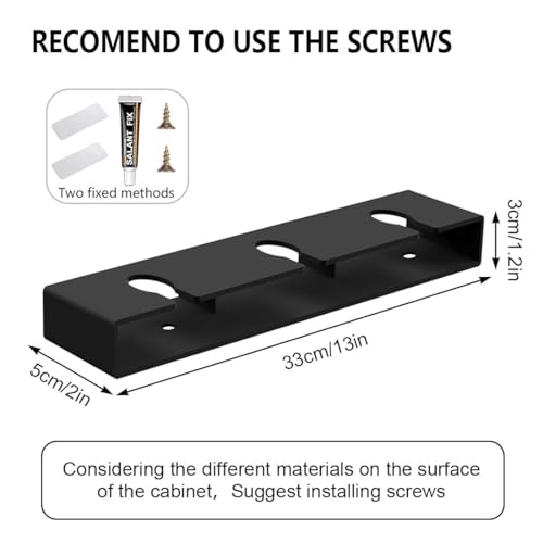 DESONAUT 2-Pack Black Wine Glass Holder Rack - 13 Inch Under Cabinet Storage