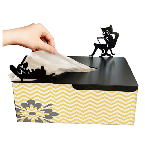 Funny Cat Psychiatrist Tissue Box Cover - Matte Black Steel