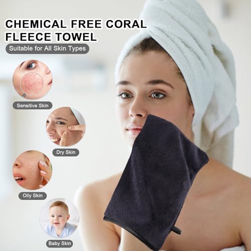 PHOGARY 6 Pack Microfiber Shower Gloves & Makeup Remover Mitts