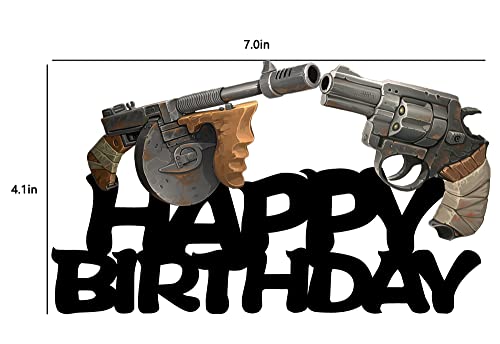 Gun Cake Topper Black Acrylic Pistol Birthday Party Decoration for Men
