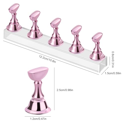Magnetic Nail Art Practice Stand Holder with Double-Sided Tape Pink
