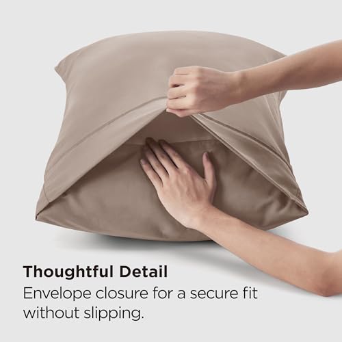 Bedsure Queen Pillow Cases Set of 2 - Khaki Microfiber, 20x30 Inches