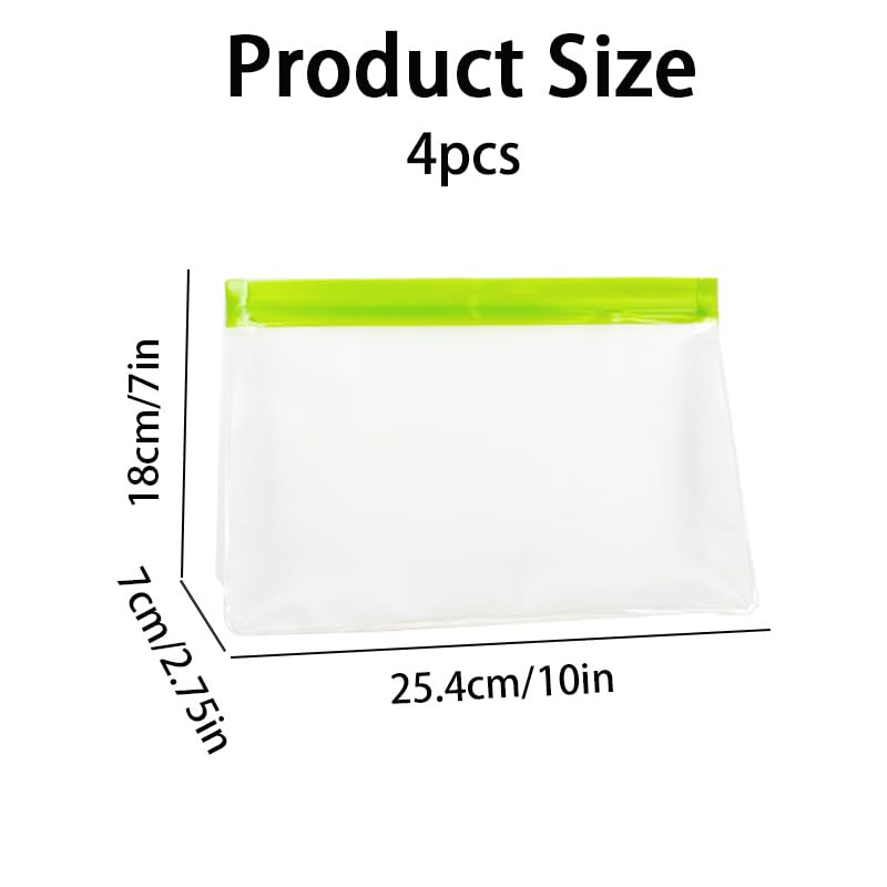 4-Pack Reusable Ice Storage Bags, Leak-Proof BPA-Free PEVA Freezer Bags