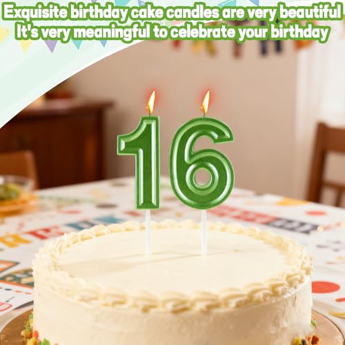 Green Number 7 Birthday Candles - 2 Pack Cake Topper Decoration