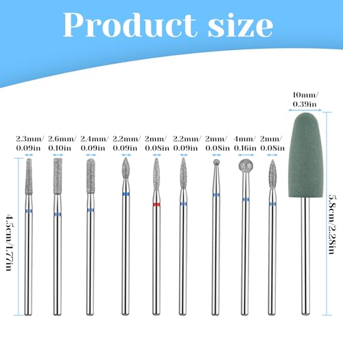 Nail Drill Bit Set 10-Piece Professional Diamond Cuticle Removal Bits