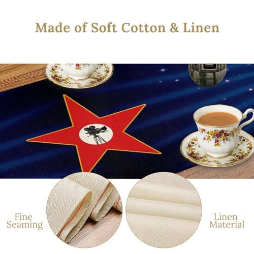 Red Carpet Table Runner Gold Star Spotlight Movie Night Decor 13x36in - Variation W13"x L36" / Moviered-5