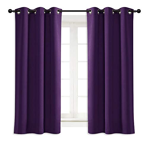 NICETOWN Royal Purple Blackout Curtain Panel 34x63 Inches - Thermal Insulated Room Darkening Drapery