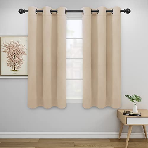Easy-Going Thermal Blackout Curtains - 42x54 Inch Beige Panels, Set of 2