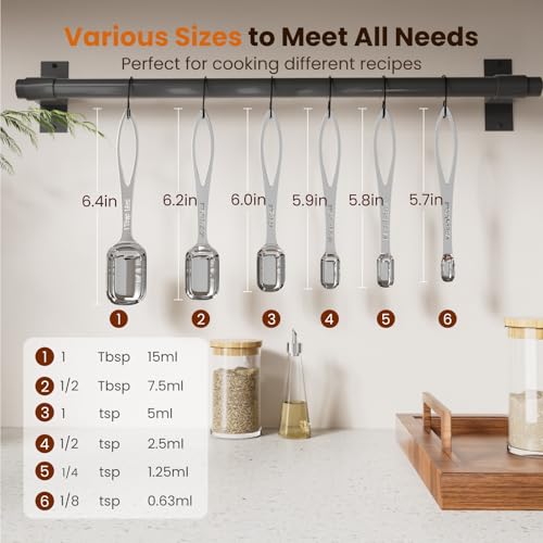 Stainless Steel Measuring Spoons Set - 6PCS for Precise Cooking