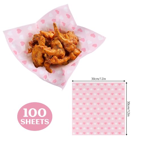 Acasimo Cordate-Pink 12x12 Inch Dry Waxed Deli Paper Sheets - 100 PCS