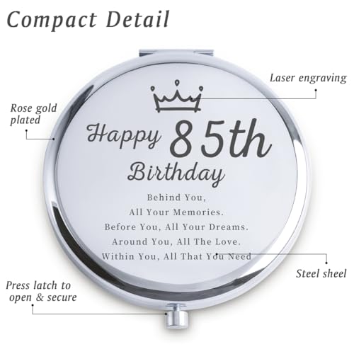 85th Birthday Gift Engraved Compact Mirror for Women Grandma