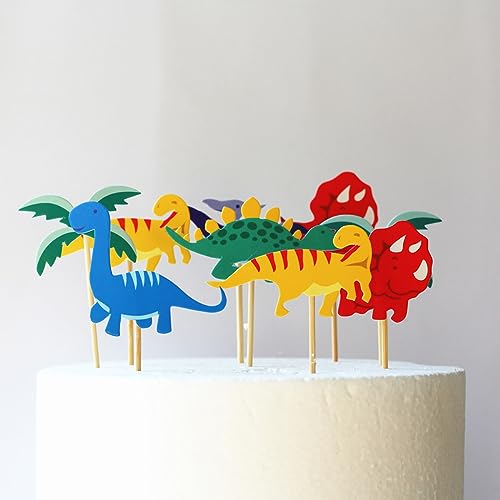 24 PCS Dinosaur Cupcake Toppers - Cute Dino Cake Decorations