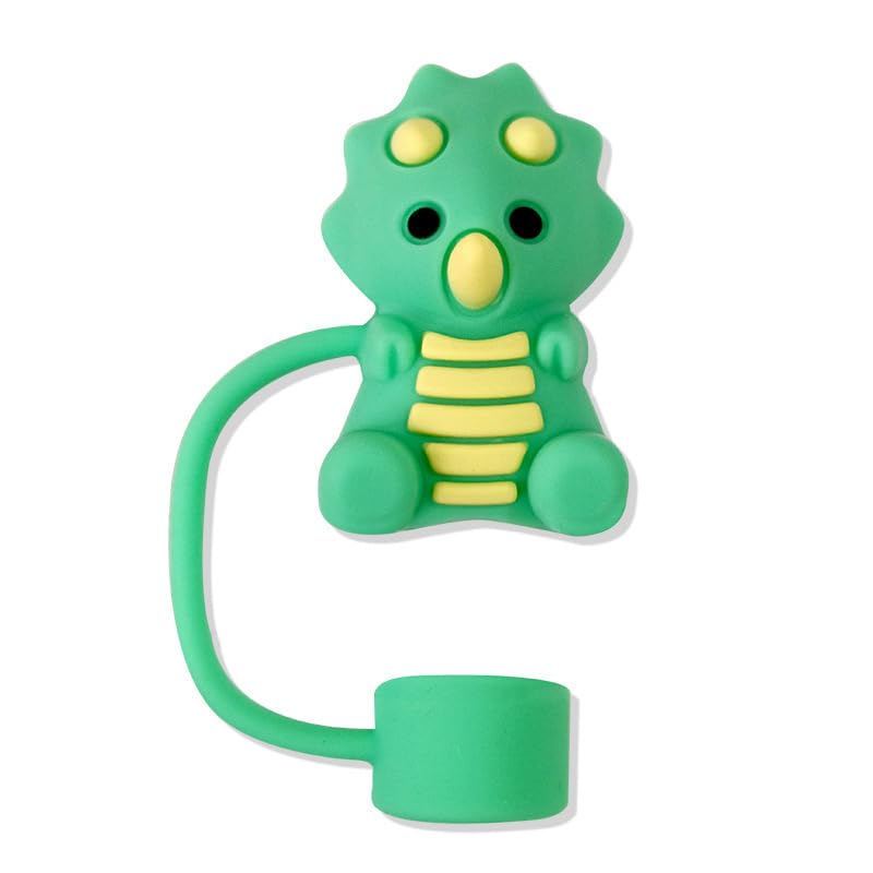 Green Dinosaur Silicone Straw Caps for Stanley Cup - 5 Pack