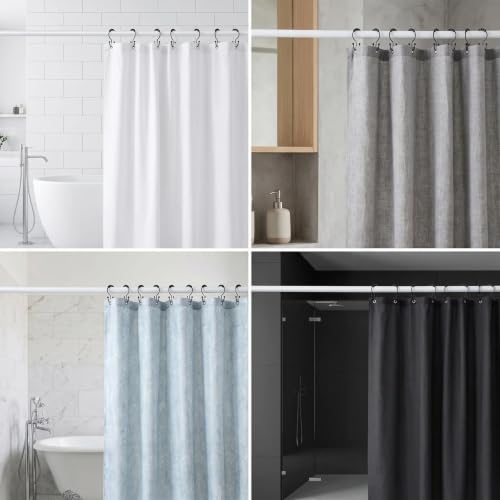 Durable Black Shower Curtain Hooks - 12 Rustproof Rings with Smooth Glide Design