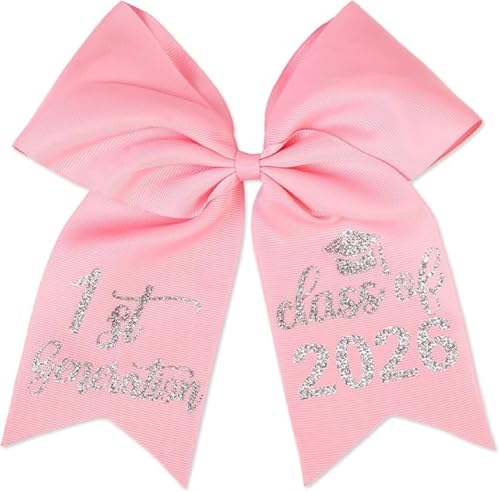 Pink Graduation Bow for Class of 2026 - 7 Inch Hair Clip