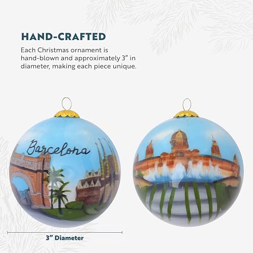 Hand Painted Christmas Ornament - Blown Glass Hanging Tree Decor Europe Barcelona Variation
