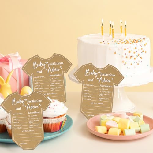 G2PLUS 50PCS Baby Shower Advice Cards - Onesie Predictions & Wishes