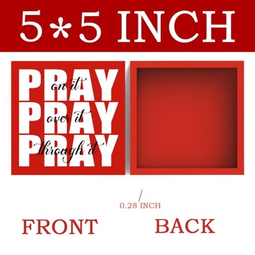 Inspirational Christian Wooden Box Sign - Pray Through It, 5x5