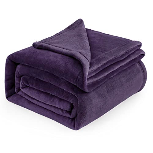 Bedsure GentleSoft Fleece Blanket - Queen Size Purple, 90x90 in