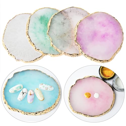 EUBUY Resin Nail Art Palette with Gold Edge Makeup Mixing Tray