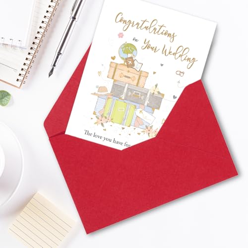 Hongshan Romantic Wedding Card with Premium Envelope - 5.3" x 8"