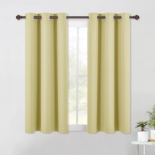 NICETOWN Blackout Curtain Panels - 2 Pack, 42 x 54 Inch, Paler Yellow, Thermal Insulated, Microfiber, Grommet Top