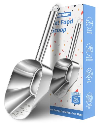 TREMENDRY 1-Cup Stainless Steel Pet Food Scoop with Measurement Markings