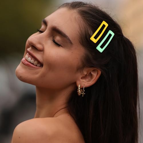 Metal Snap Hair Clips 20-Pack Small Rectangle Hair Barrettes for Women