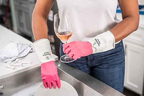 Wine Wash Pink Reusable Kitchen Cleaning Gloves - Comfortable & Durable