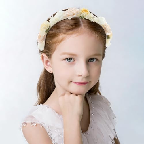 TODDER White and Pink Floral Headband for Girls, Toddlers & Kids