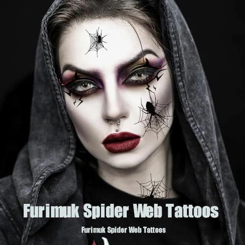 Furimuk Halloween Temporary Face Tattoos Spider Web Eyeshadow Stickers
