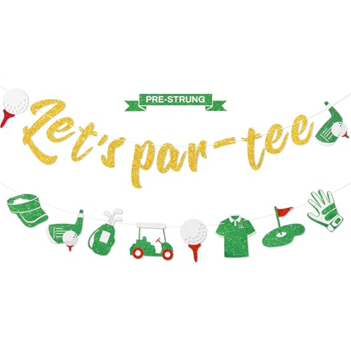 Green Pre-Strung Golf Party Banner for Birthday Retirement Baby Shower - Let's Par-Tee