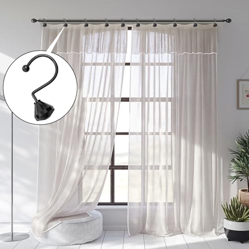 Diamond Crystal Shower Curtain Hooks Set - Rust-Proof, 12 Pcs