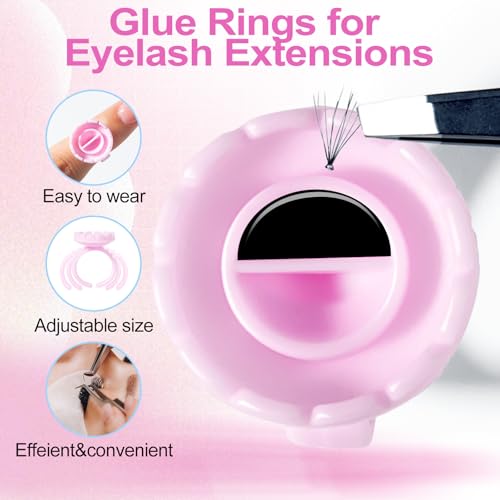 NXJ INFILILA 100PCS Disposable Lash Glue Rings for Eyelash Extensions V-Groove