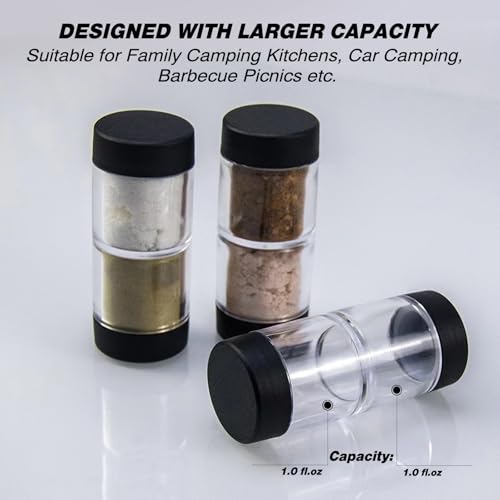 Sunmei 2-Pack Salt & Pepper Shaker Set - Moisture Proof, Airtight, Portable for Camping & Outdoors