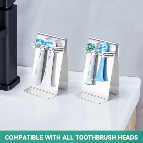 Oukimly Small Silver Electric Toothbrush Head Holder Wall or Tabletop Mount, Rustproof Bathroom Organizer
