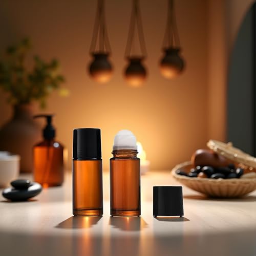 50ml Brown Glass Essential Oil Roller Bottles Refillable 2 Pack