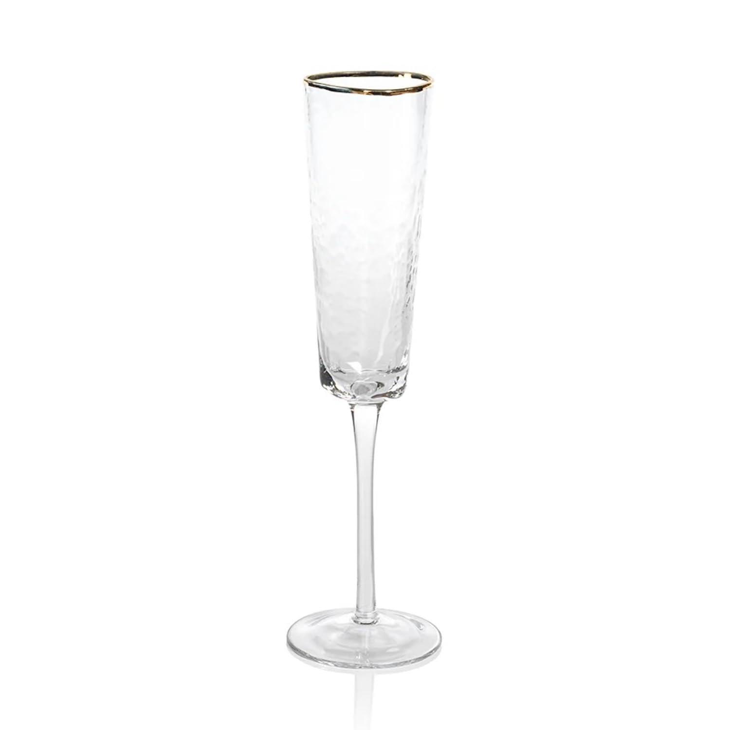 A CIVILIZED MAN Amalfi Hammered Triangular Glassware or Stemware with Gold Rims - Elegant Crystal Cocktail Glassware for Parties, Gifts & Home Bar - Sets of 4 (Champagne - S/4)