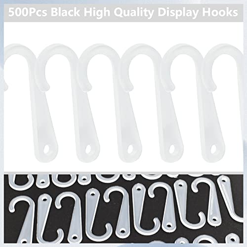 500 Pcs Clear J Hooks for Sock and Hat Display Hanger