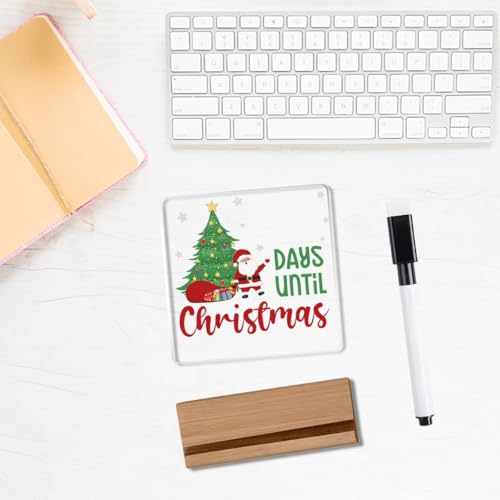 Christmas Days Until Countdown Sign with Stand - Holiday Desk Decor - Santa Xmas Gift